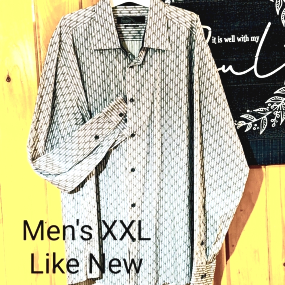 JHANEBARNES Frequency TRIM FIT XXL Patterned Men's Dress Shirt 100% Cotton